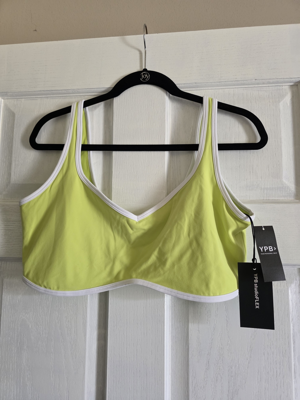 Abercrombie YPB Lime Green Sports Bralette with White Trim